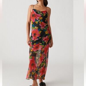 Rosalia Chiffon Maxi Dress, Size Small Petite, Urban Outfitters
